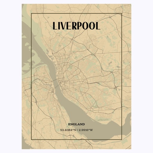Liverpool in Vintage Poster - Street Map 1