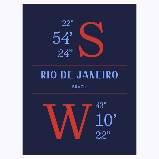 Rio de Janeiro Coordinates Poster 1