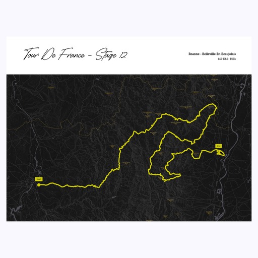 2023 Tour de France Stage 12 Poster - Route Map 1