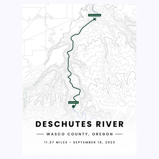 Our Rafting Trip to the Deschutes River Poster - Route Map 1
