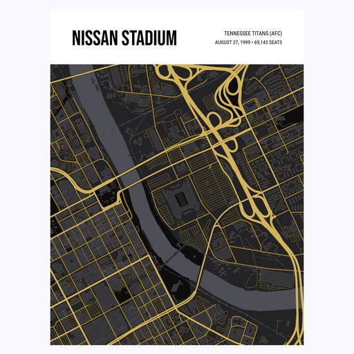 Tennessee Titans Stadium Poster - Street Map 1