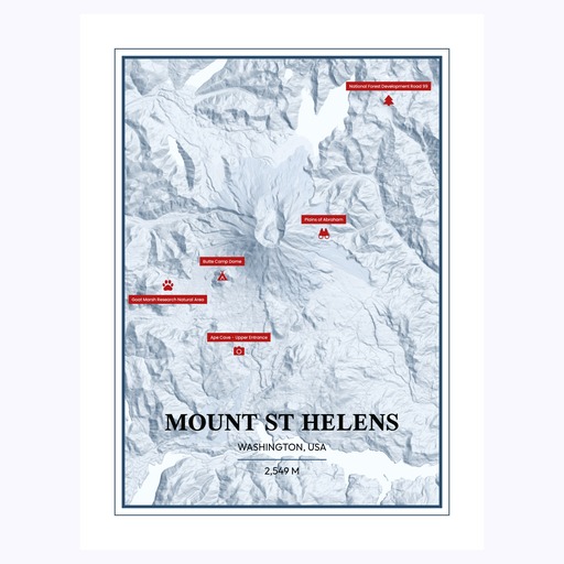 Trip To Mount St Helens Poster - Terrain Map 1