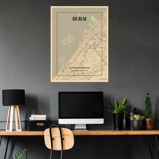 Dubai in Vintage Poster - Street Map 3
