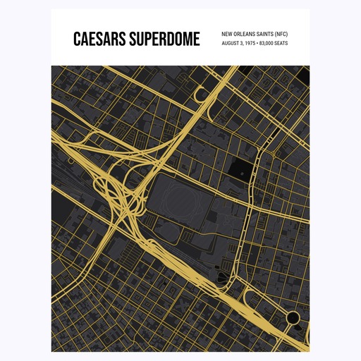 New Orleans Saints Stadium Poster - Street Map 1