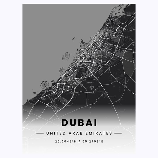 Dubai in Dark Poster - Street Map 1