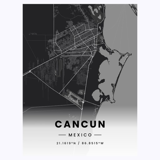 Cancun in Dark Poster - Street Map 1