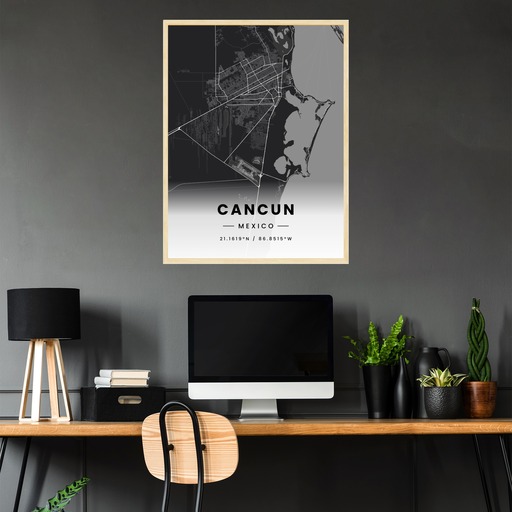 Cancun in Dark Poster - Street Map 3