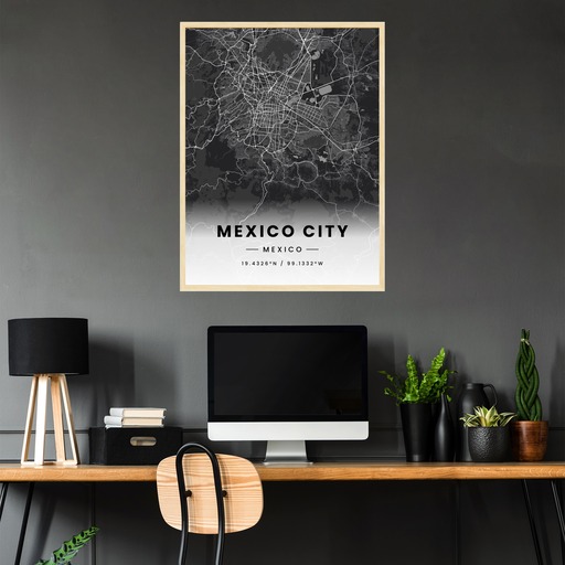 Mexico City in Dark Poster - Street Map 3