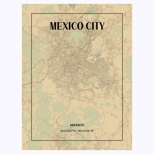 Mexico City in Vintage Poster - Street Map 1