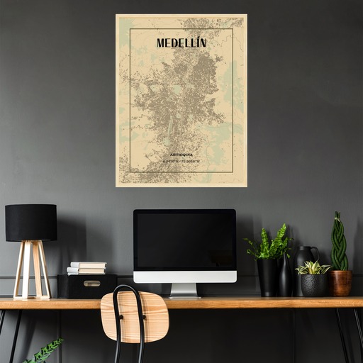 Medellin in Vintage Poster - Street Map 3