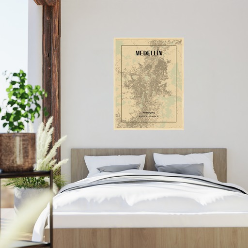 Medellin in Vintage Poster - Street Map 6