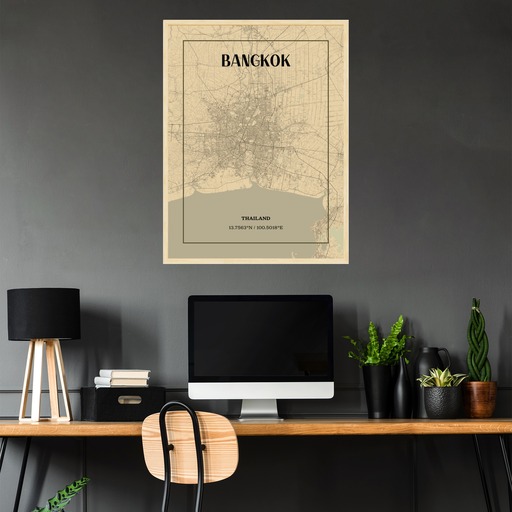 Bangkok in Vintage Poster - Street Map 3