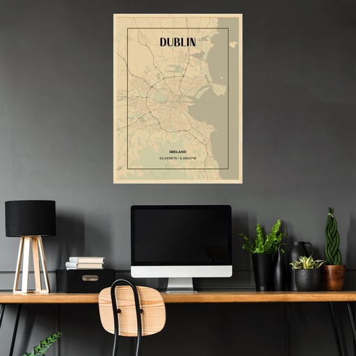 Dublin in Vintage Poster - Street Map 3