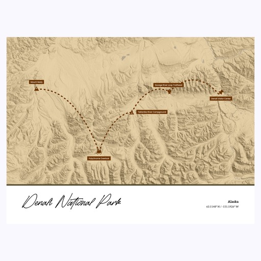 Our Trip to Denali National Park Poster - Topo Map 1