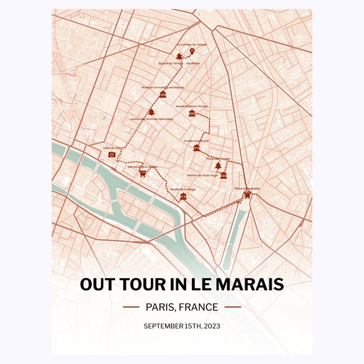 My Stay in Le Marais Poster - Route Map 1
