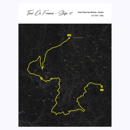 2023 Tour de France Stage 10 Poster - Route Map 1