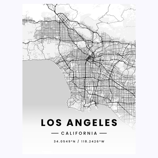 Los Angeles in Light Poster - Street Map 1