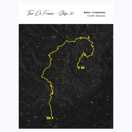 2023 Tour de France Stage 20 Poster - Route Map 1