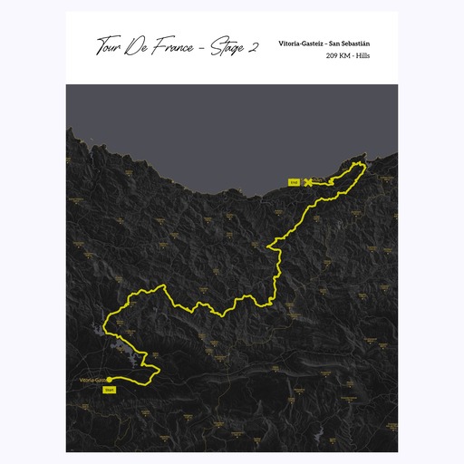 2023 Tour de France Stage 2 Poster - Route Map 1