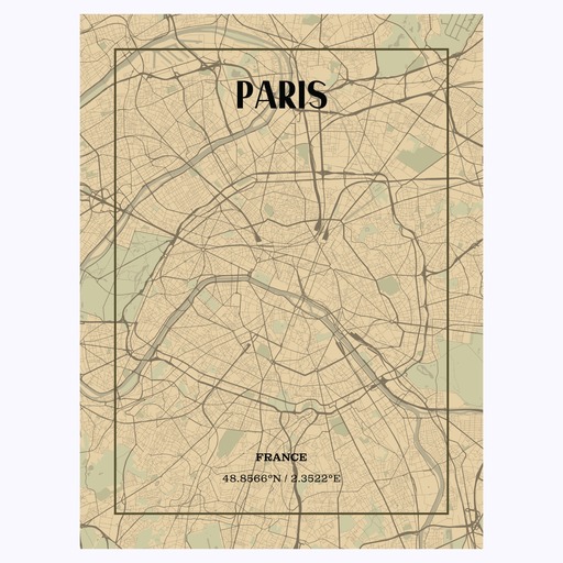 Paris in Vintage Poster - Street Map 1