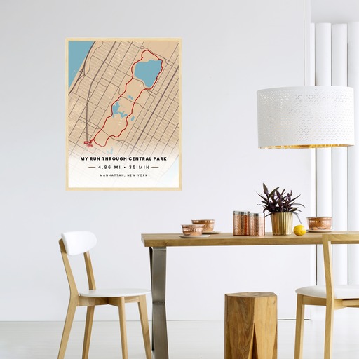 My Run Through Central Park Poster - Route Map 5