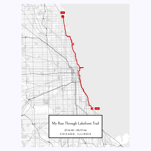 My Run Through Lakefront Trail Poster - Route Map 1