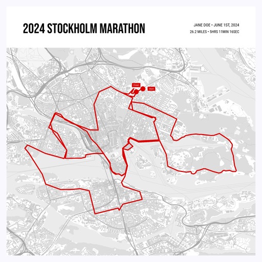2024 Stockholm Marathon Poster - Route Map 1
