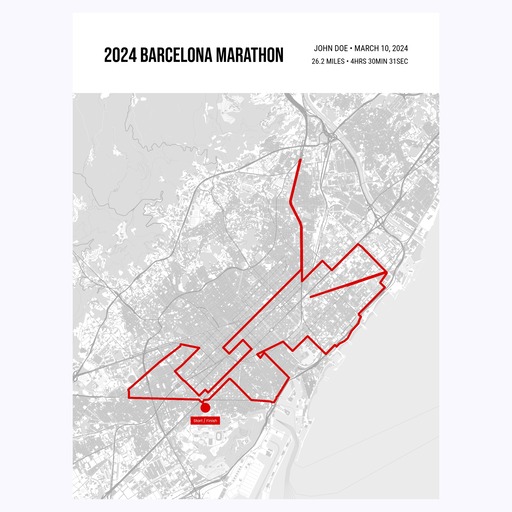 2024 Barcelona Marathon Poster - Route Map 1