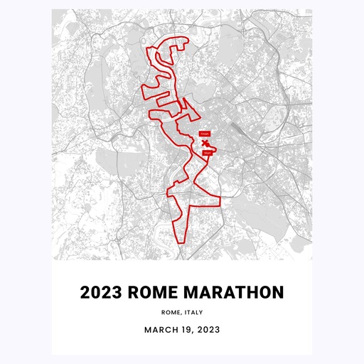 2023 Rome Marathon Poster - Route Map 1