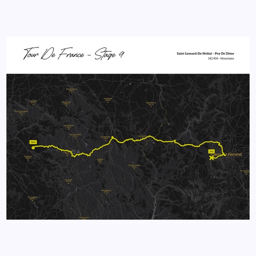 2023 Tour de France Stage 9 Poster - Route Map 1
