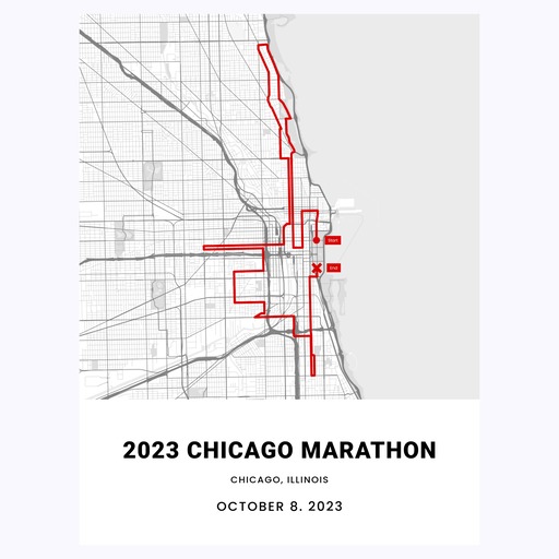 2023 Chicago Marathon Poster - Route Map 1