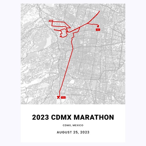 2023 Mexico City Marathon Poster - Route Map 1