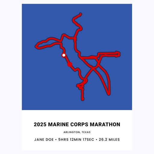 Minimalist 2025 USMC Marathon Poster - Route Map 1