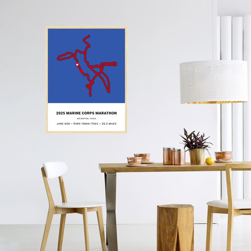 Minimalist 2025 USMC Marathon Poster - Route Map 5