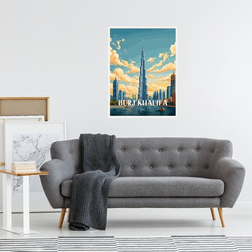 Burj Khalifa Travel Print - Vintage Travel Art Poster 4