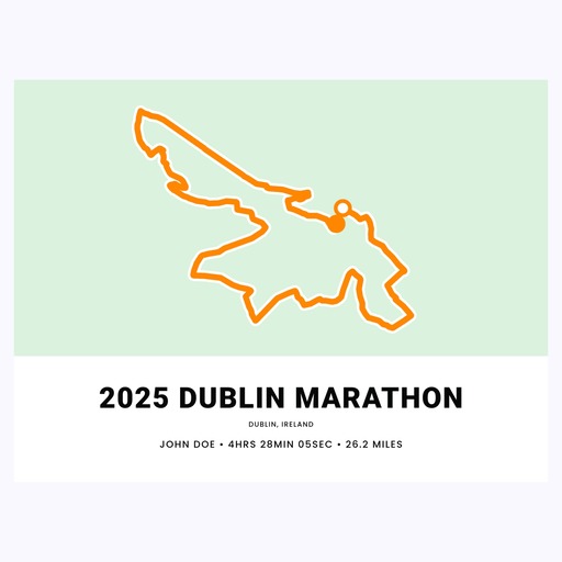 Minimalist of 2025 Dublin Marathon Poster - Route Map 1
