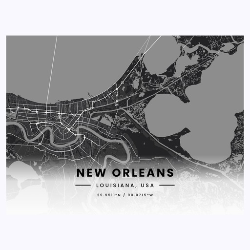 New Orleans in Dark Poster - Street Map 1