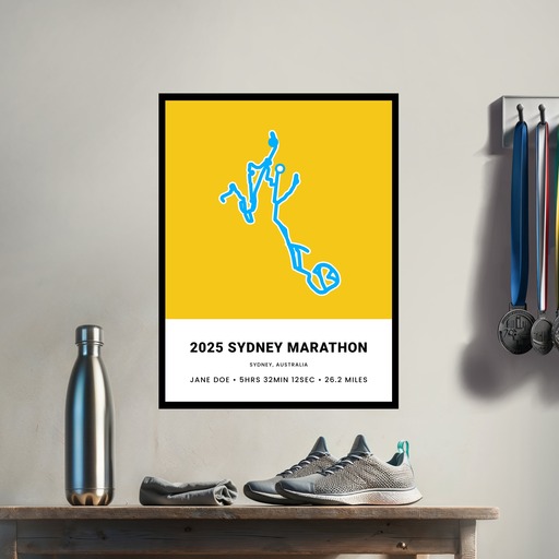 Minimalist 2025 Sydney Marathon Poster - Route Map 3