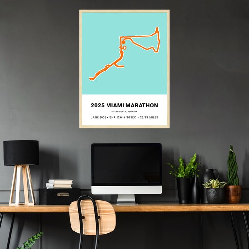 Minimalist 2025 Miami Marathon Poster - Route Map 4
