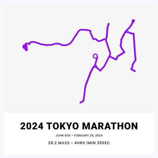 Minimalist 2025 Tokyo Marathon Poster - Route Map 1