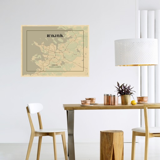Reykjavik in Vintage Poster - Street Map 4