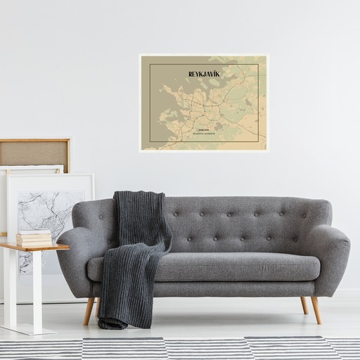 Reykjavik in Vintage Poster - Street Map 5