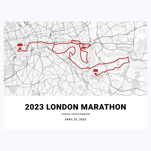 2023 London Marathon Poster - Route Map 1