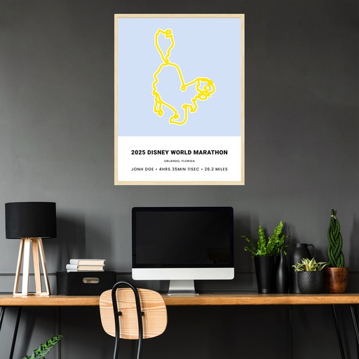 Minimalist 2025 Disney Marathon Poster - Route Map 4