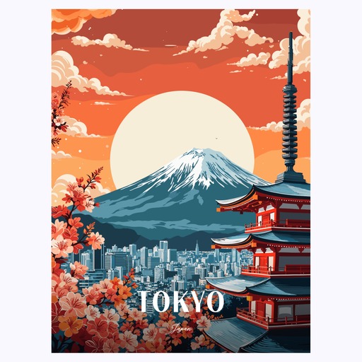 Tokyo Travel Print - Vintage Travel Art Poster 1