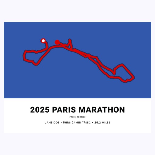 Minimalist 2025 Paris Marathon Poster - Route Map 1
