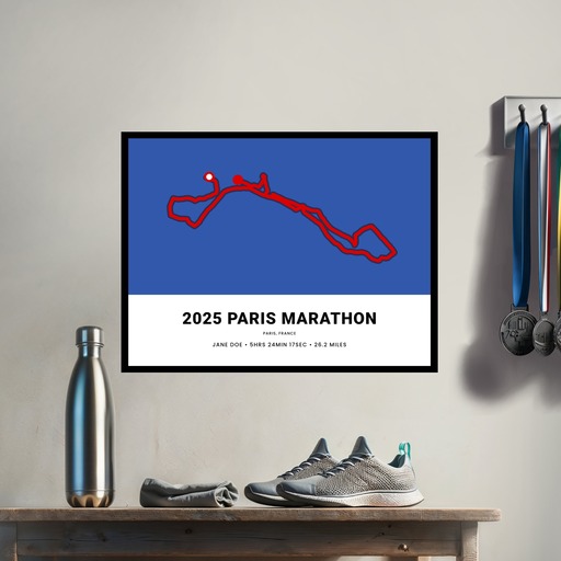 Minimalist 2025 Paris Marathon Poster - Route Map 3