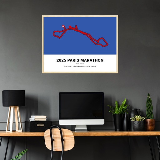 Minimalist 2025 Paris Marathon Poster - Route Map 4