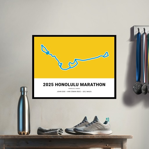 Minimalist 2025 Honolulu Marathon Poster Route Map Custom Design by You