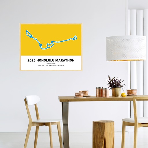 Minimalist 2025 Honolulu Marathon Poster Route Map Custom Design by You